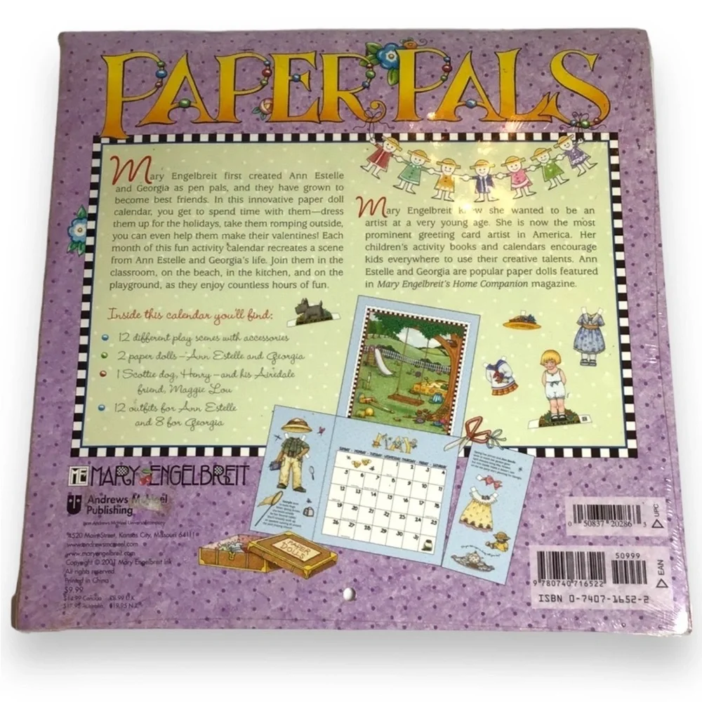 Mary Englebreit’s Vintage PAPER PALS - A 2002 Paper Doll Activity Calendar